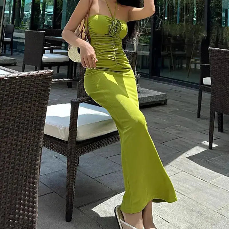 Women's Casual Sling Backless Long Dress - ProLector