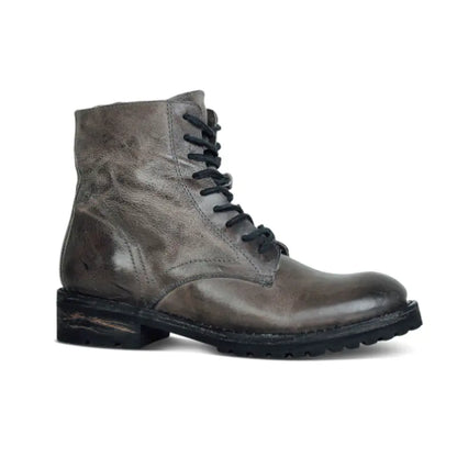 Men's Lace-Up Low-Heel Square Heel Boots