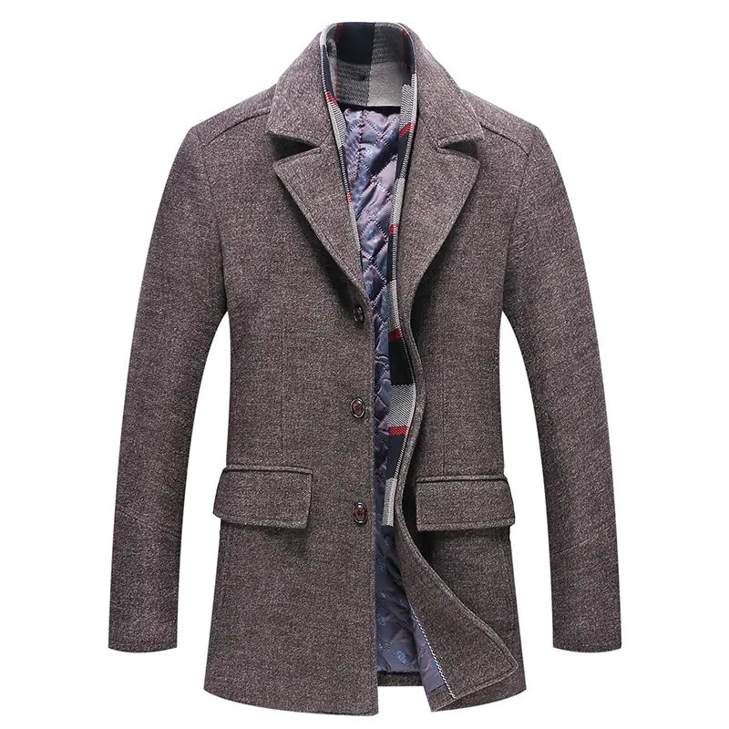Men's Wool Blend Overcoat with Suit Collar (Mid-Length) - ProLector