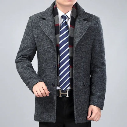 Men's Wool Blend Overcoat with Suit Collar (Mid-Length) - ProLector