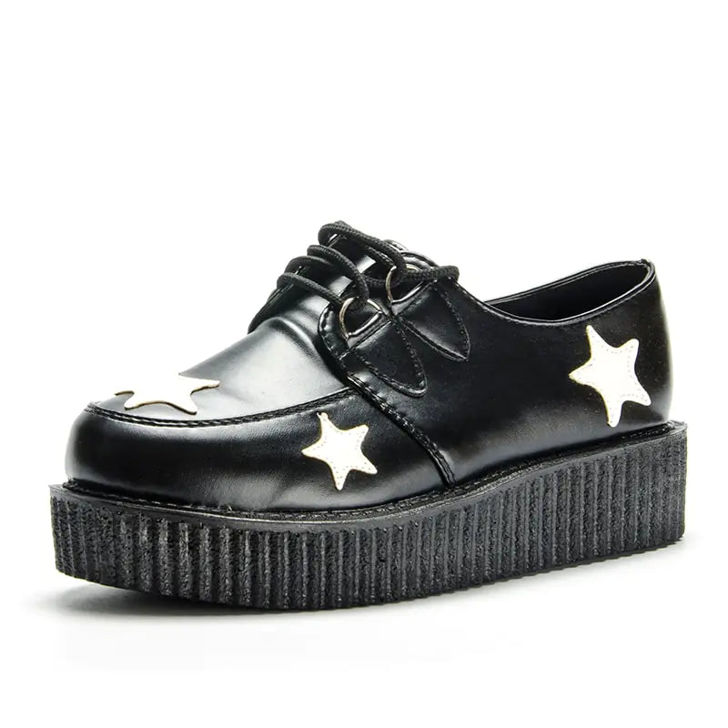 Leather Shoes, Platform Shoes, Flat Shoes, Star Design
