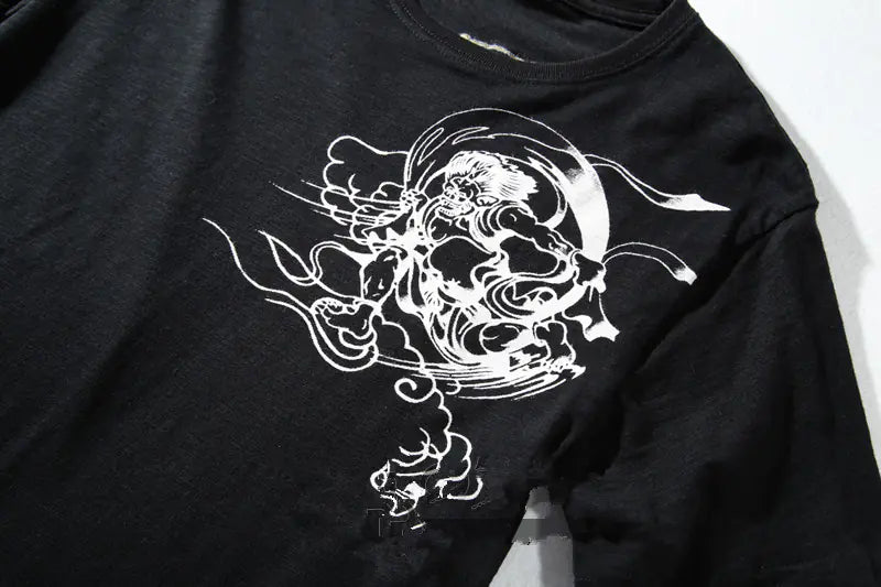 Embroidered Thunder God and Koi Short Sleeve Shirts